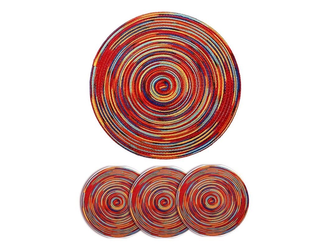 2026 4pcs Manteles Redondos de Algodón Tejido Resistente Al Calor para Mesa Cocina Fiesta