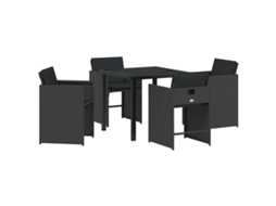 Conjunto de Jantar para Jardim 5 Pcs - Móveis de Jardim para Refeição Preto Vime Pe HARLANV1