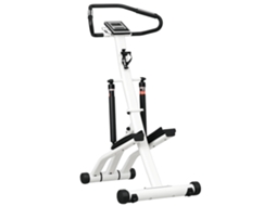 Stepper com Guidão, 12 Níveis de Resistência Ajustáveis, Display Lcd, 2 Rodas e Pedais Antiderrapantes, Branco e Preto Ge