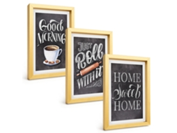 Composição De Quadros Motivos De Cozinha Doméstica, Letras Espelharte (3 Peças 20x30 Cm)