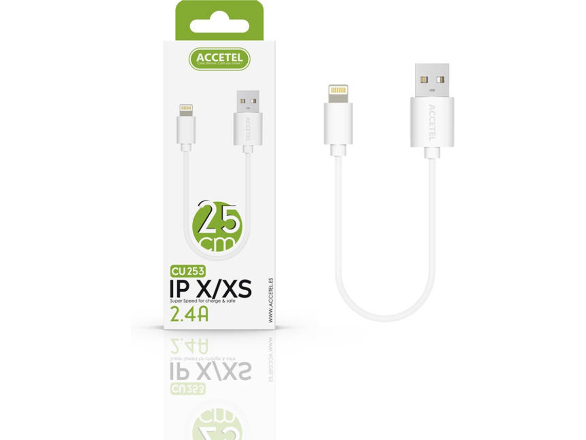 Cabo ACCETEL (Lightning-USB - 25 cm - Branco)