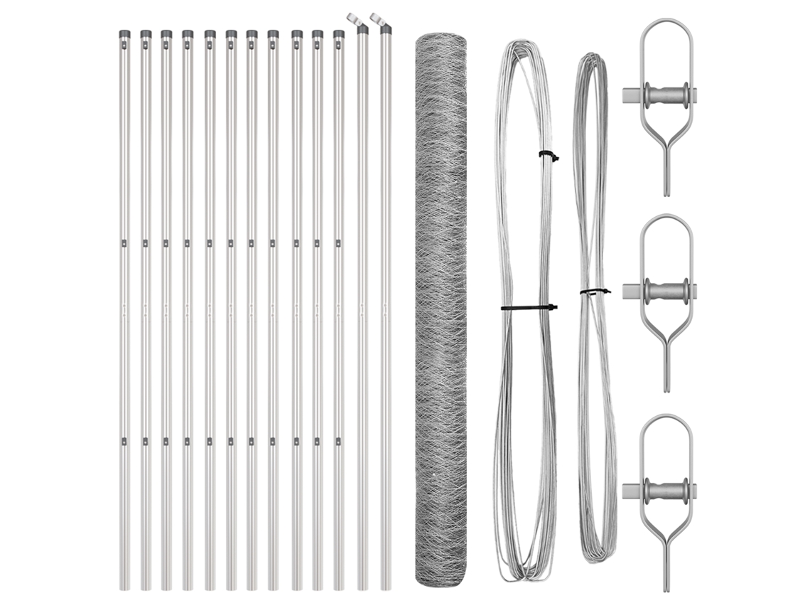 Conjunto 1 Cerca Para Jardim Vidaxl Prateado Aço (25 X 1,6 M)