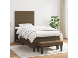 Vidaxl Cama Com Molas/colchão 80x200 Cm Tecido Castanho-escuro