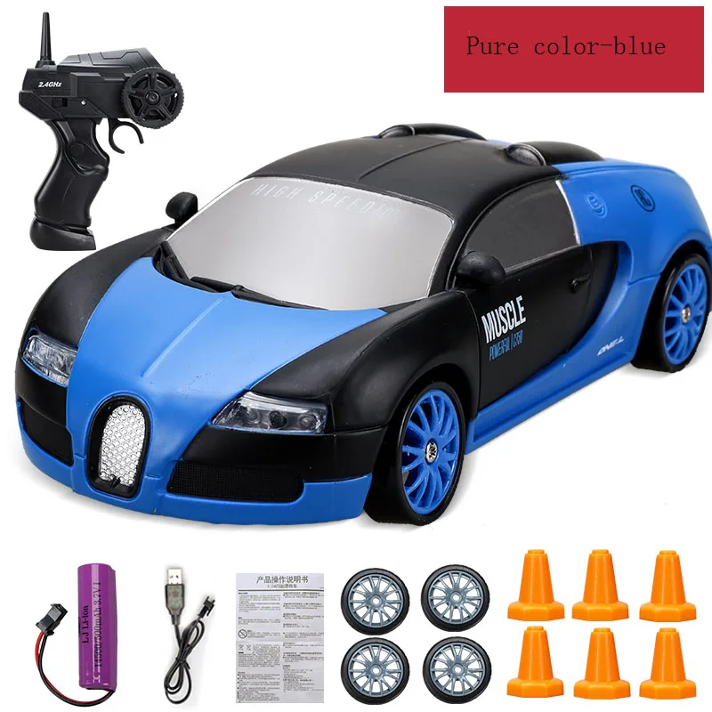 (azul) Carro De Drift Com Controle Remoto, Tração Nas Quatro Rodas E Carregamento Rápido 2.4g Para Corridas Dinâmicas.