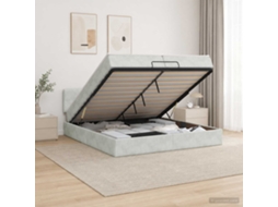 Vidaxl Cama Ottoman Com Colchão E Led Cinzento-claro 200 X 200 Cm