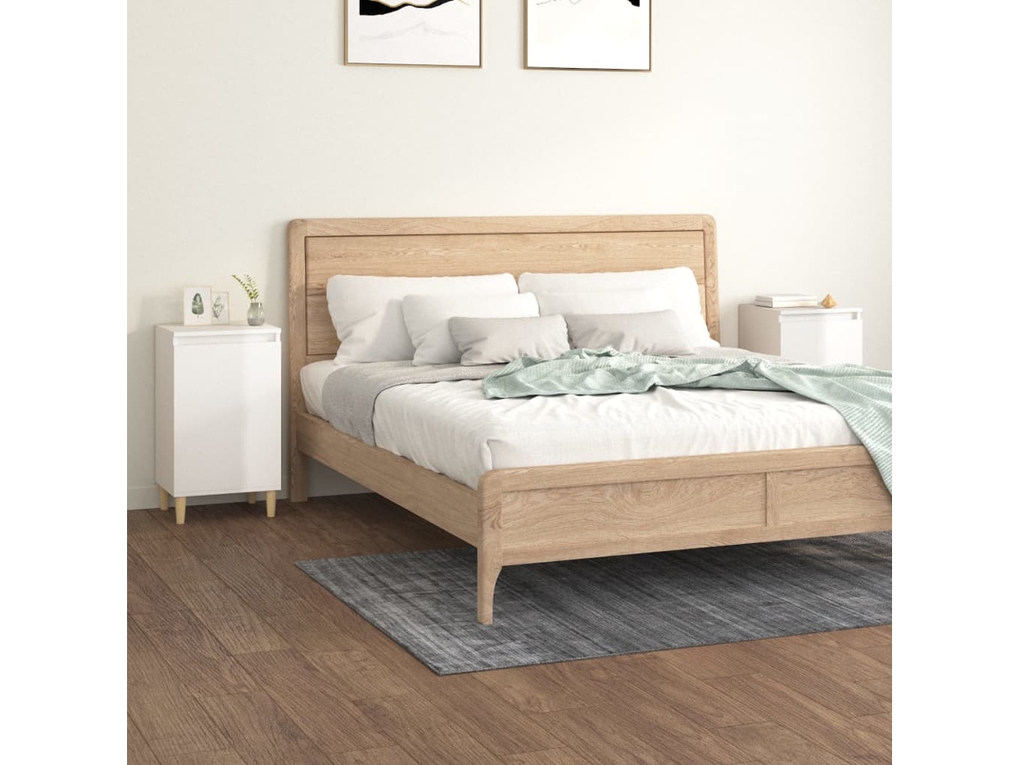 Vidaxl Mesas Cabeceira 2pcs 40x35x70cm Deriv. Madeira Branco Brilhante