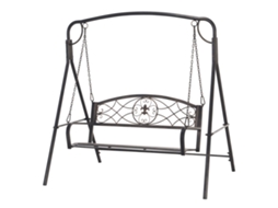 Cadeira de balanço para jardim BTFORUS, design vintage, acabamento dourado 167x123x175cm