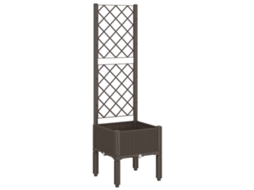 Vaso/Floreira de Jardim com Treliça VIDAXL Pp Castanho 40 X 40 X 142 Cm