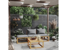 Vidaxl 4 Pcs Conjunto Lounge De Jardim C/ Almofadões Acácia Maciça