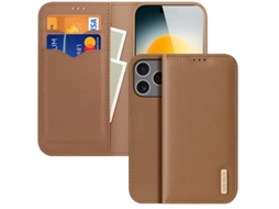 Capa Carteira Dux Ducis Hivo Para Iphone 17 Pro Max Em Couro Genuíno - Marrom