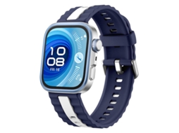 Bracelete Para Huawei Watch Fit 4 Pro / Fit 4 / Fit 3 - Silicone Bicolor - Listras Verticais Azul Meia-noite + Branco