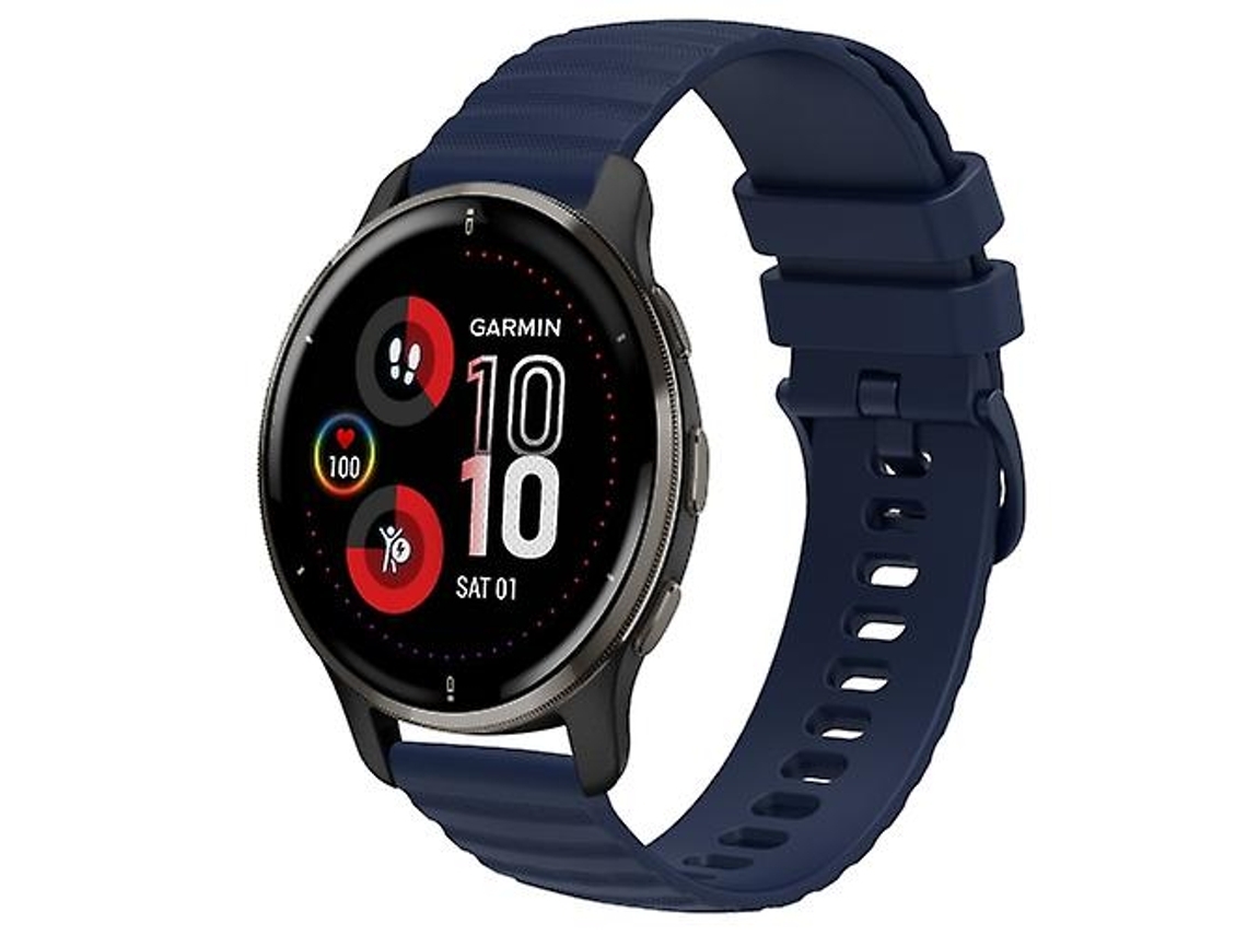 Lurelia Pulseira Garmin Venu 2 Plus 20mm Padrão Wave Dot Azul Marinho Silicone, Acabamento Moderno