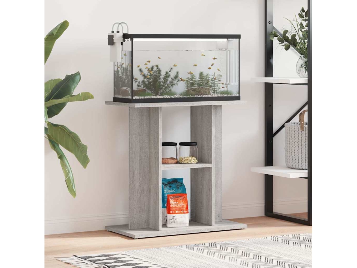 Vidaxl Suporte Para Aquário Cinza Sonoma 60x30x60 Cm Madeira Projetada