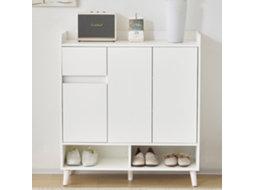 Sapateira com 7 compartimentos e 1 gaveta com prateleiras reguláveis, estilo branco