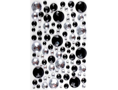 Adesivos de strass redondos pretos cristal 0,5 a 2 cm x 106 unidades - MEGACRÉA - Autoadesivos