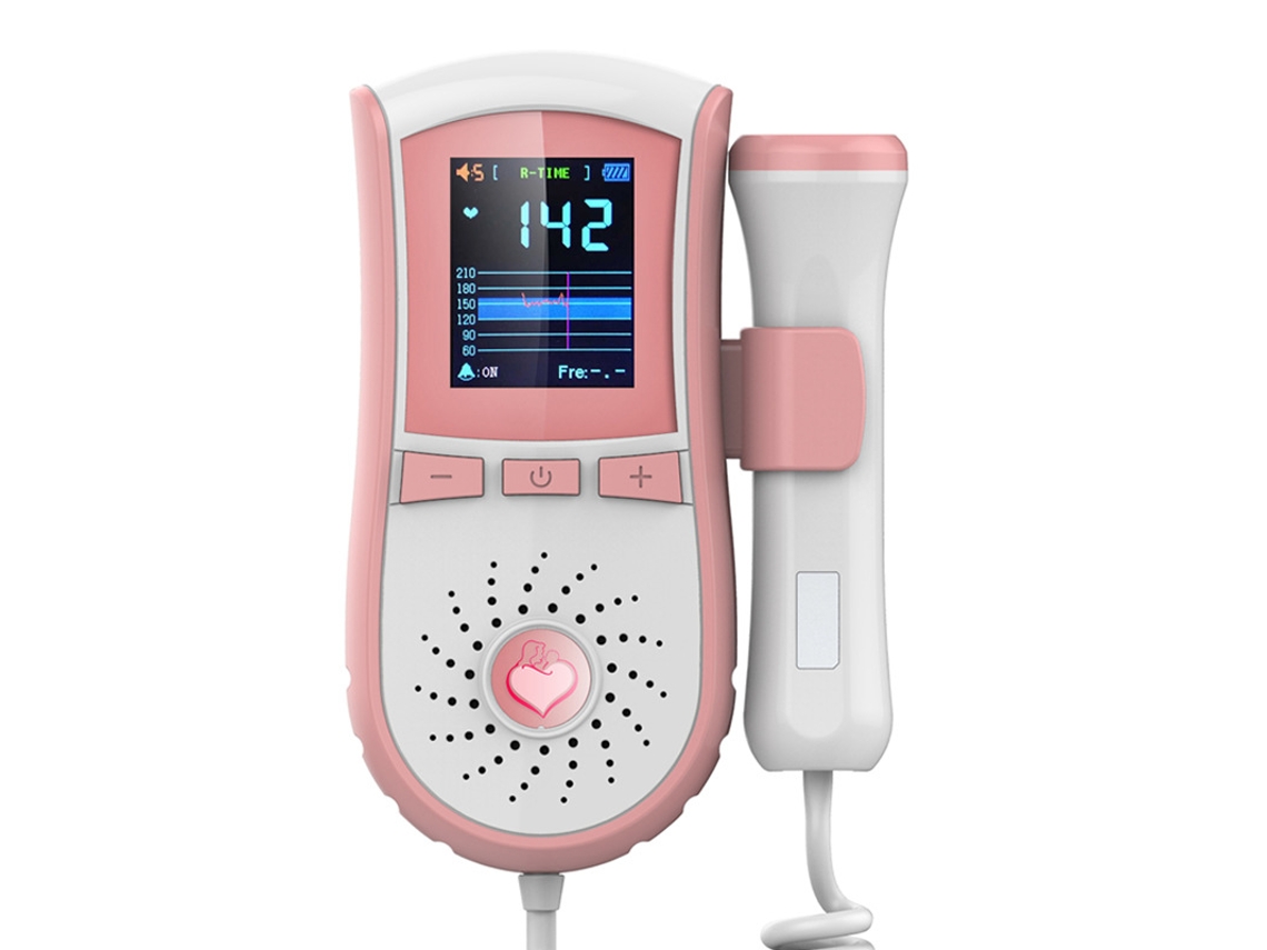 Monitor Doppler Fetal Digital Rosa Com Ecrã Gráfico, Detector De Batimentos Do Bebé A Pilhas 3.0mhz, Cuidados Pré-natais Para Grávidas