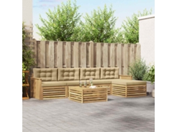Vidaxl Conjunto De Sofás Para Exterior 6 Unid. Branco E Bege Poliéster