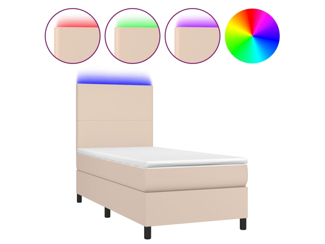 Box Spring Bed, Box Spring Beds Vidaxl Marrom Couro Artificial (90 X 190 Cm)
