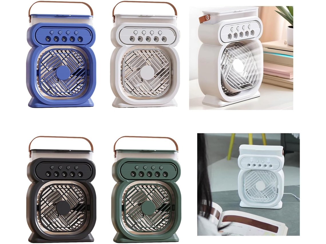 Ventilador portátil multifuncional com luz LED, USB, para camping, viagens e dormitórios AQUAFORGE
