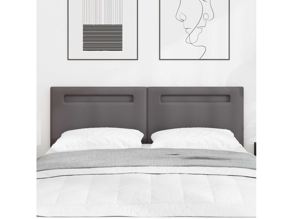 Vidaxl Cabeceira Led Cinzeto 144 Cm Couro Sintético