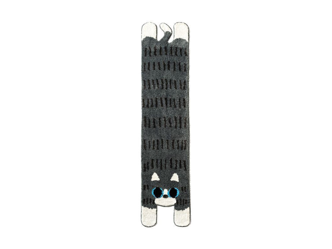 Tapete de banheiro gato longo macio veludo antiderrapante 60x160cm cinza S/MARCA
