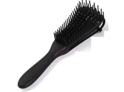 Escova Desembaraçadora 8 Linhas Com Função De Massagem Ergonômica Portátil Universal Para Cabelos Cacheados Preta