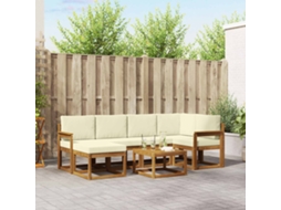 Vidaxl Conjunto De Sofás Para Exterior 7 Pcs Natural E Creme
