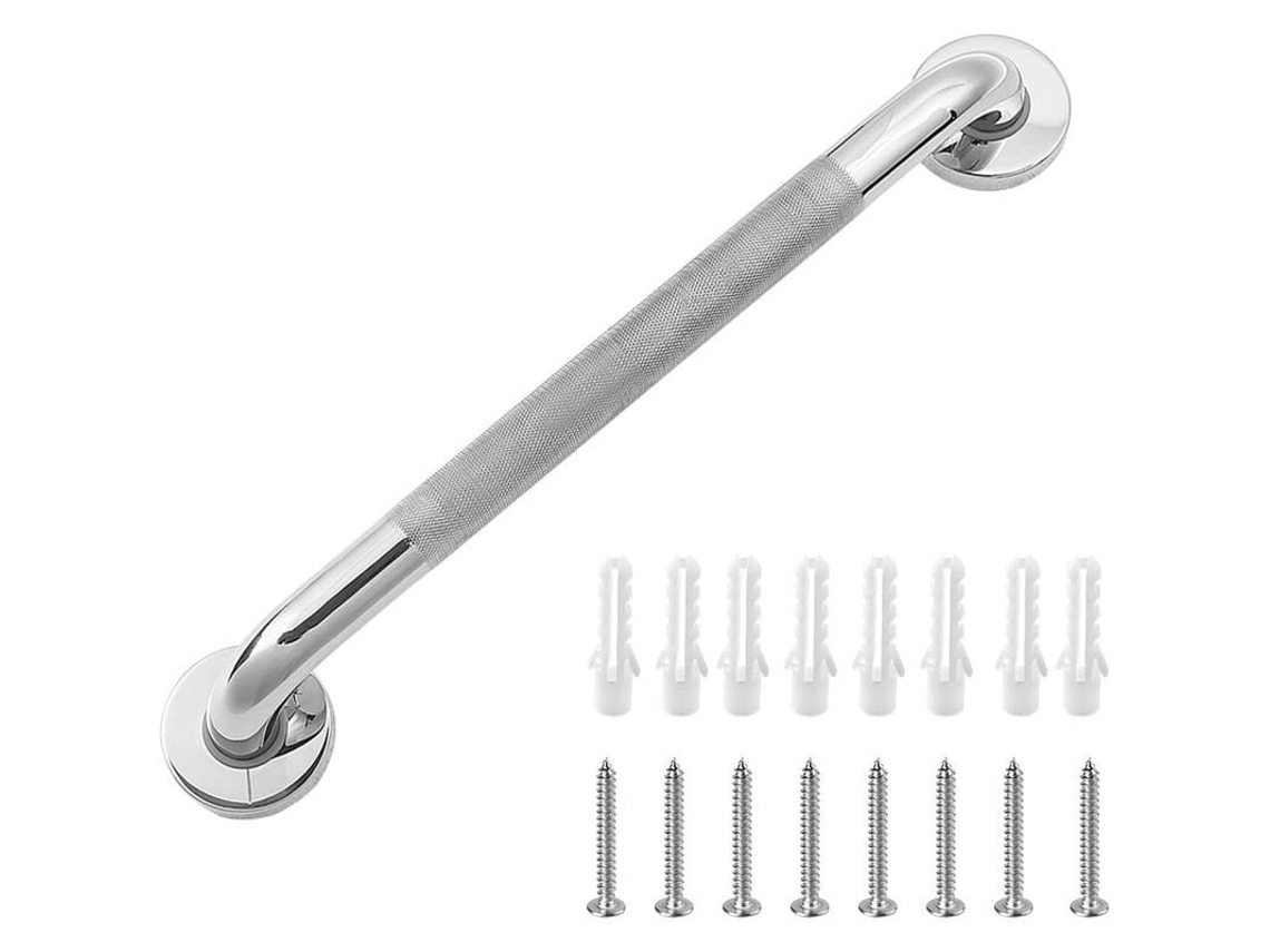 Barra de Apoio NOVA LINE para banheiro com grip anti derrapante 16 polegadas, aço inox 304, segura 231kg