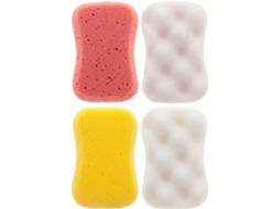 Conjunto de 4 esponjas de banho esfoliantes, esponja de massagem para a pele, para uso doméstico.