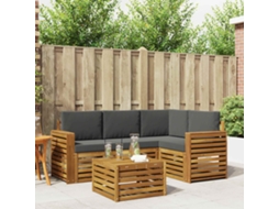 Vidaxl Conjunto De Sofás Para Exterior 5 Pcs Natural E Antracite