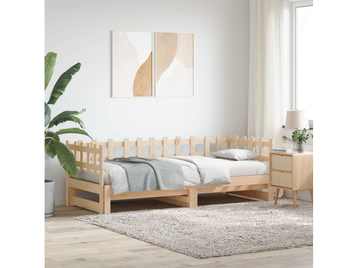 Sofá cama extraíble de 2 plazas (80x200) cm de madera maciza de pino