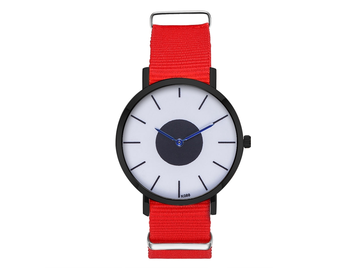Relógio Casual Masculino de Nylon com Dial Redondo e Movimento de Quartzo (vermelho)
