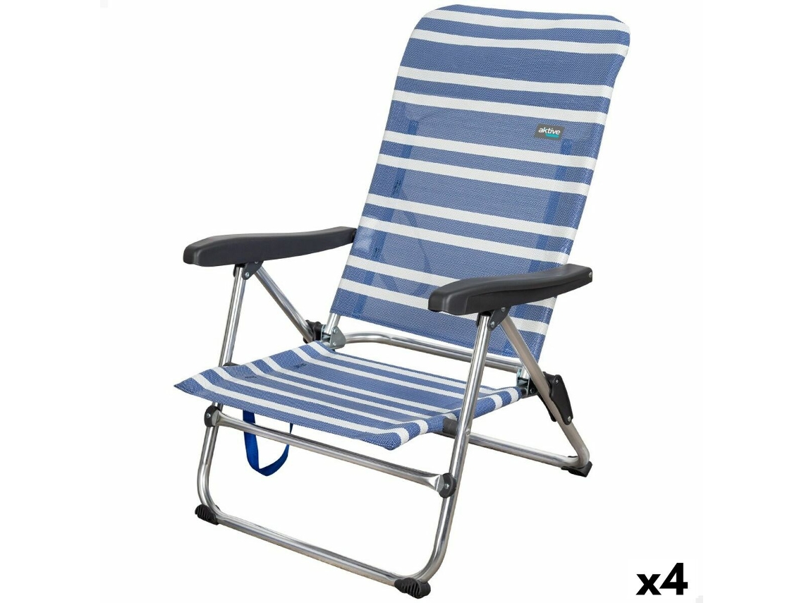 Cadeira Acolchoada Aktive Mykonos Às Riscas 47 X 85 X 50 Cm 4 Unidades