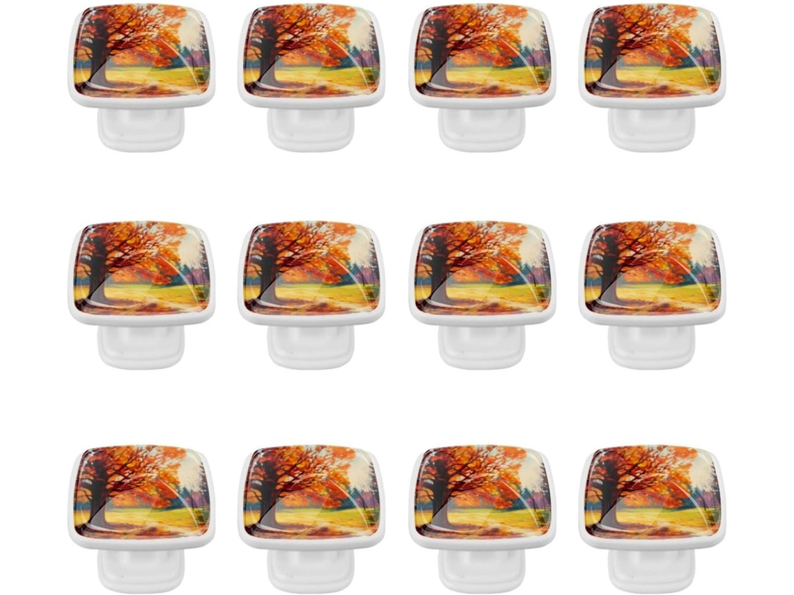 Puxadores Quadrados Para Armários De Cozinha, Puxadores Para Armários E Gavetas, 12 Peças, Pintura A Óleo De Árvore