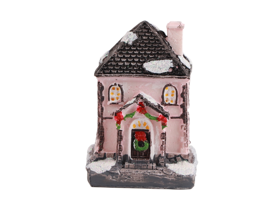 Casa de Natal Resina com Luz Led Quente para Decoração