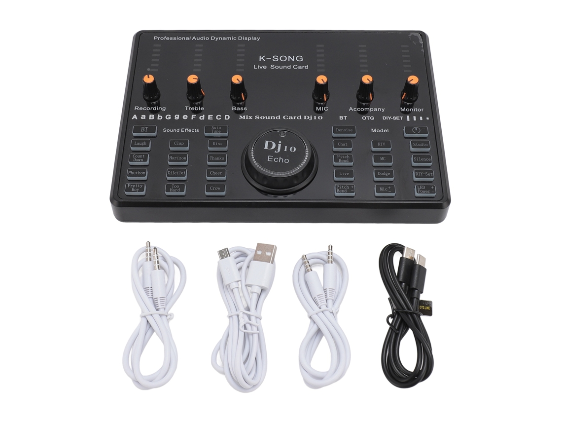 Placa de Som para Transmissões Ao Vivo Redução Inteligente de Ruído Efeitos Múltiplos 48khz 16 Bit