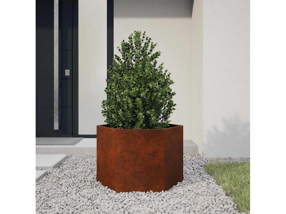 Vaso de Jardim HARLANV1 60x60x45cm Aço Corten Enferrujado