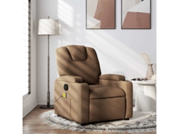 Vidaxl Poltrona De Massagens Reclinável Tecido Castanho