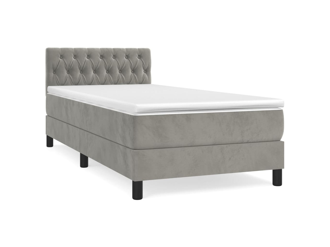 Box Spring Bed, Box Spring Beds Vidaxl Cinzeto Veludo (90 X 190 Cm)