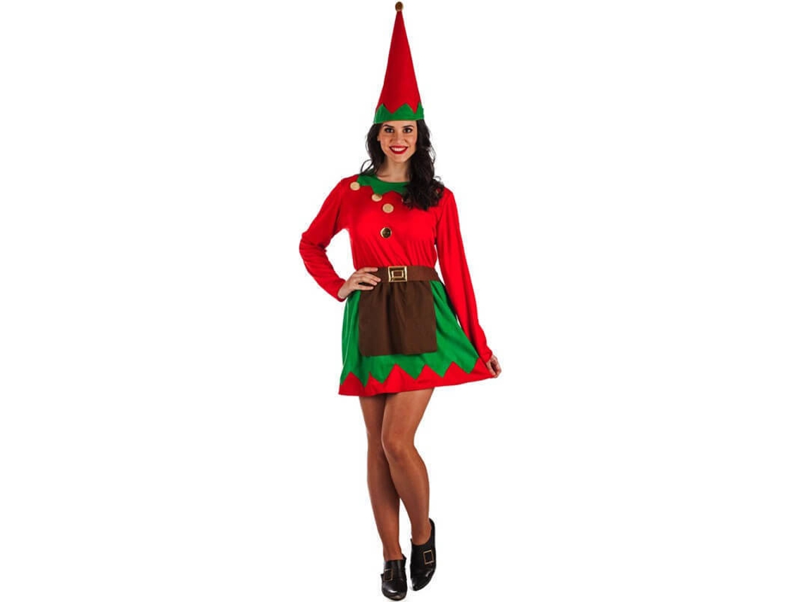 Fato de Mulher DISFRAZZES Elfo Vermelho E Verde (Tam: Tamanho Único)