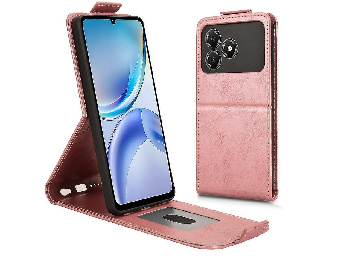 Capa De Couro Flip Vertical Com Fecho Magnético Para Zte Blade A36, Tkdaddy, Com Suporte E Porta-cartões, Em Ouro Rosa