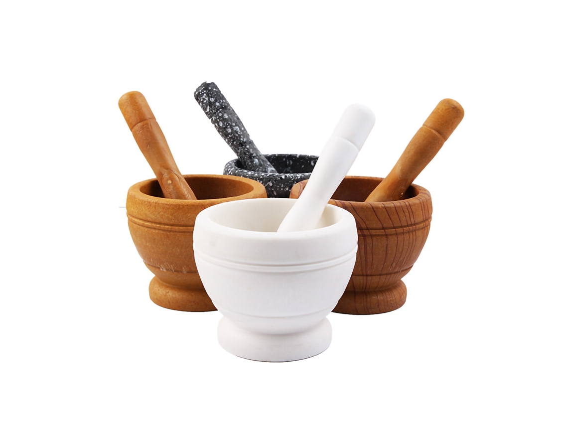 Moedor de Alho Manual com Madeira para Cozinha com Marca