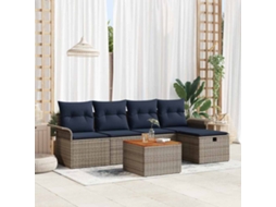 Vidaxl Conjunto De Sofá De Jardim 6 Unid. Cinzeto Vime Pe