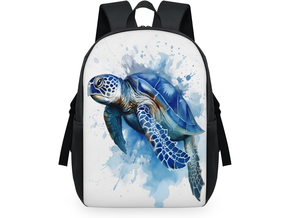 Mochila Tropicallife com Estampa de Tartaruga Marinha em Aquarela para Crianças (32x15x44cm) tecido