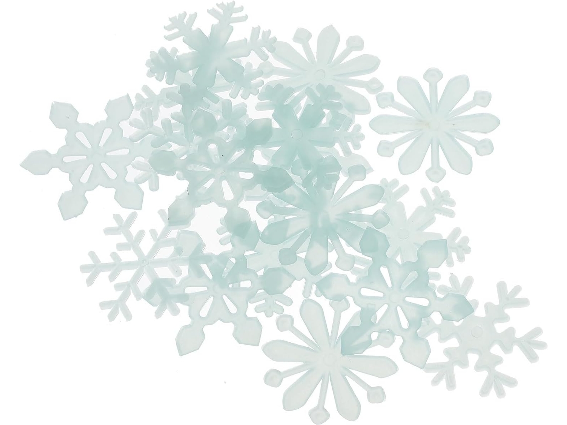 200 Adesivos De Parede Natalinos Azuis, Flocos De Neve Luminosos, 3 Cm