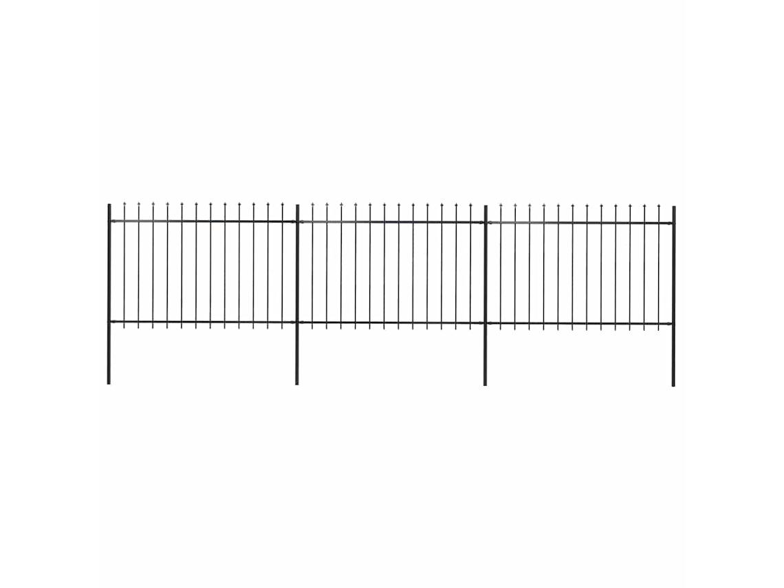 Vidaxl Cerca De Jardim Com Topo Em Forma De Lança Em Aço 504x120 Cm, Preta