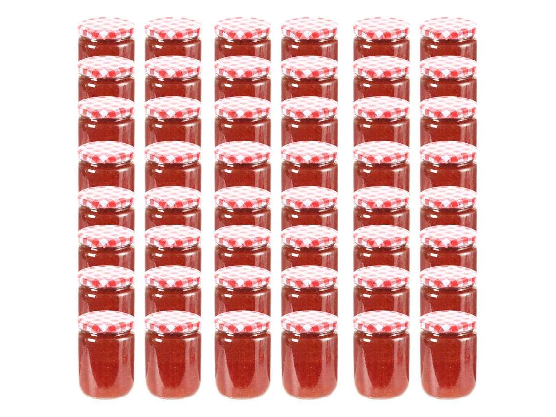 Vidaxl Frascos De Vidro Com Tampas Brancas E Vermelhas 48 Pcs 230 Ml