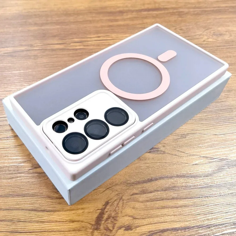 Capa Protetora Com Lente De Carregamento Sem Fio Magnético Magsafe (rosa) Para Samsung S24 Plus