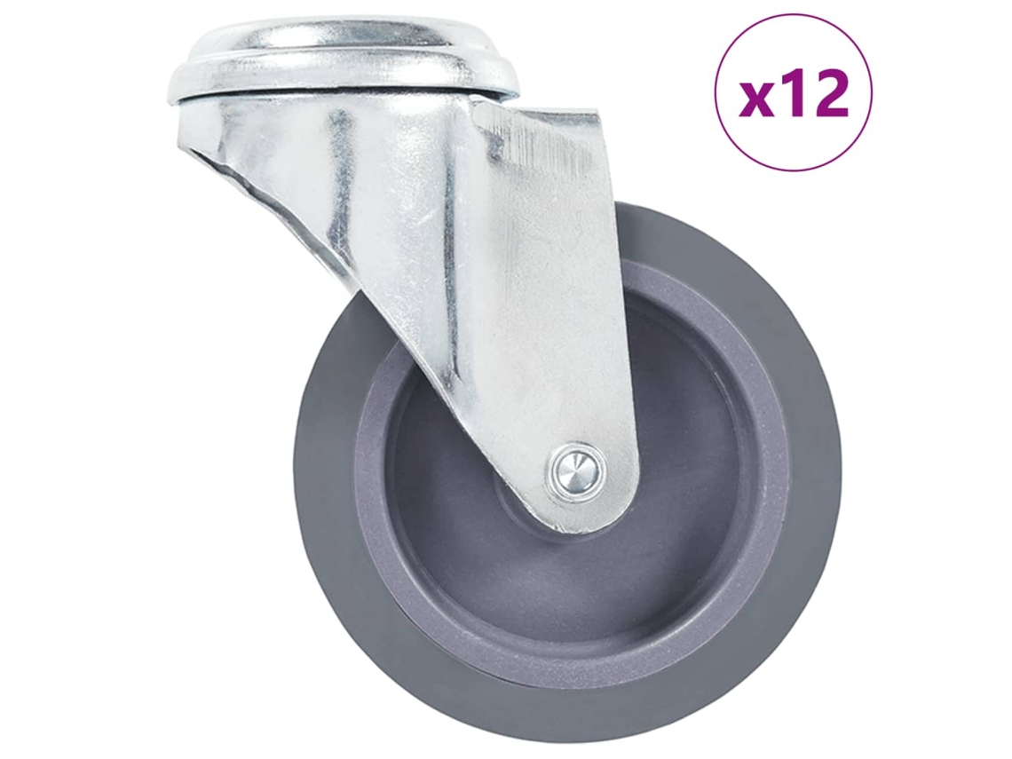 Vidaxl 12 Pcs Rodas Giratórias Com Orifício Para Parafuso 75 Mm