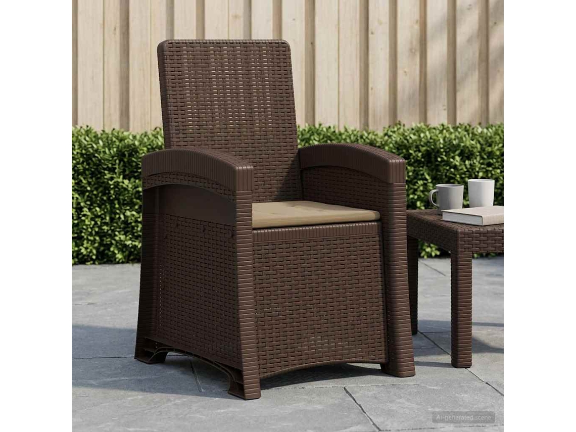 Vidaxl Cadeira De Jardim Reclinável Com Aparência De Rattan Pp